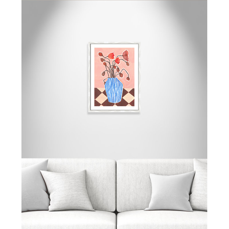 Poppies Print par Violets Print House, Grain de bois blanc, 17'' W x 23'' H, Impression encadrée