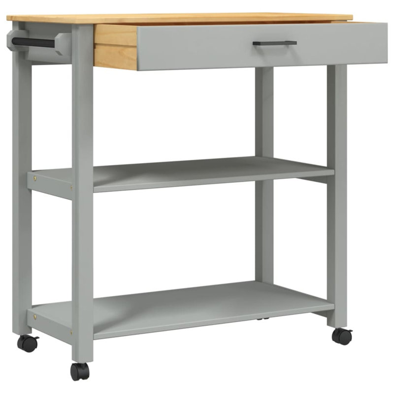 Kitchen Trolley MONZA 84X40x90 Cm Solid Wood Pine, Grey