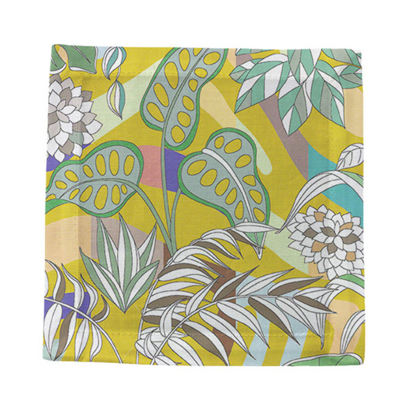 Sabi Jungle Hemstitch Cocktail 6" Linen/Cotton Napkin, Dijon