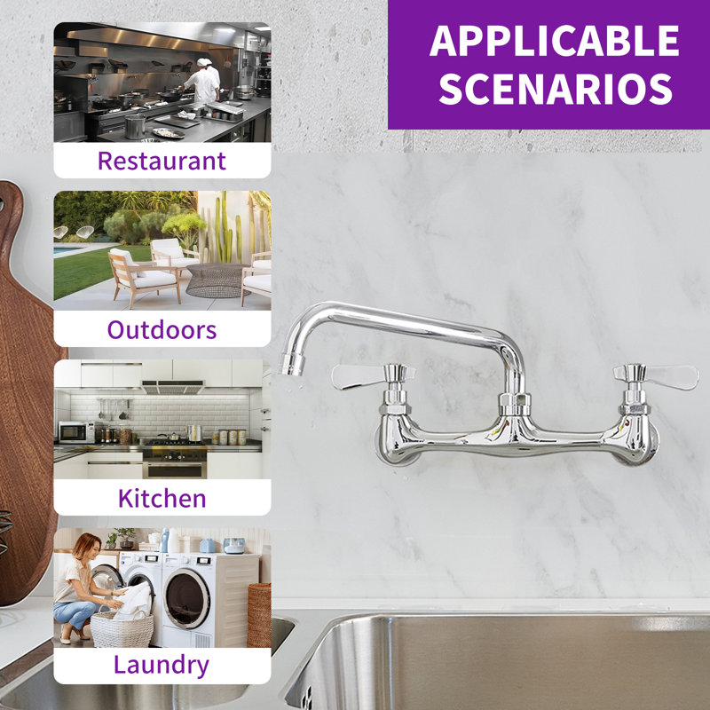 VIBRANTBATH Kitchen Faucet, Polished Chrome-8 Inches, 10