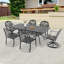 Ensemble de salle à manger toutes saisons en fonte d'aluminium avec chaises ergonomiques et trou pour parasol-1167445567-1168005936