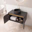 Meuble-lavabo mural 30 po en contreplaqué avec lavabo en céramique, portes doubles en sergé et armoire de rangement noir-136269273