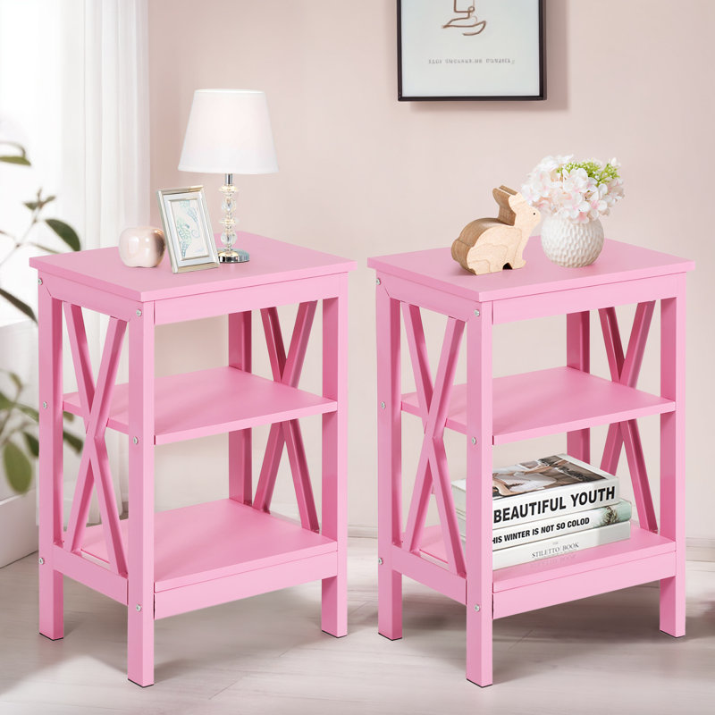Victoria 15.7'' W Nightstand, Set of 2, Pink