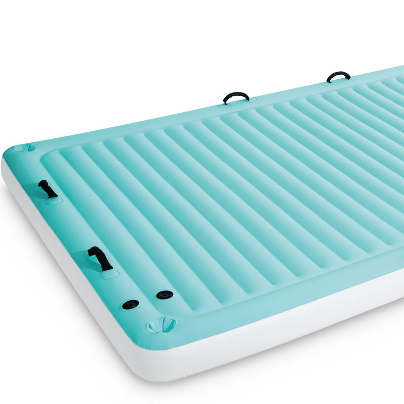 Teal and White Inflatable Floating Water Lounge with Cup Holders