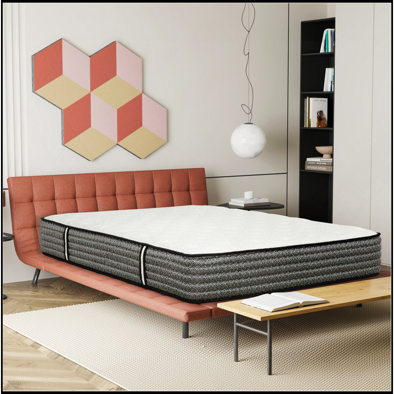 Matelas hybride à ressorts ensachés de qualité supérieure, grand, matelas en mousse viscoélastique imprégnée de gel, blanc / gris