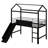 Twin Size Metal Loft Bed With Slide And Two-Sided Writable Wooden Board, Metal House Bed With Guardrail And Ladder-1827220242