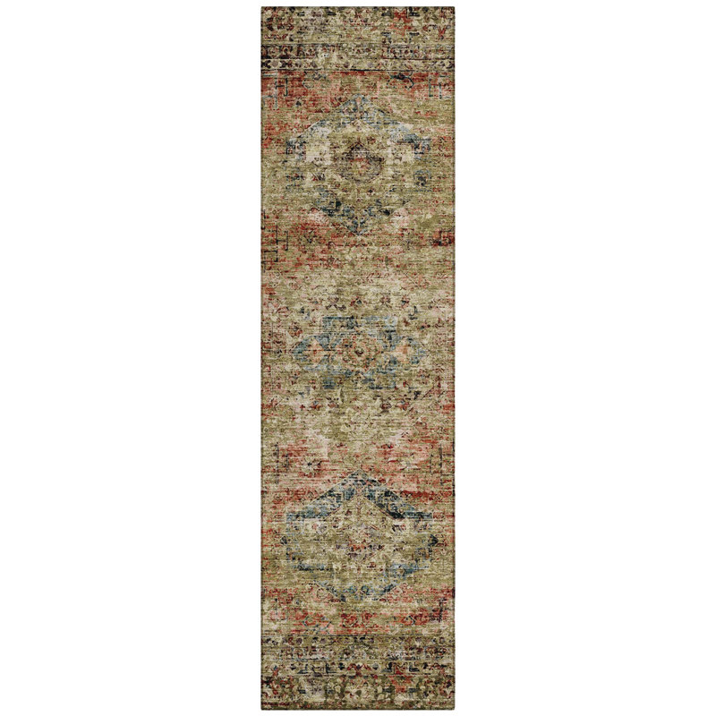Machine Washable Indoor/Outdoor Labon ACN2170 Global Rug, Runner 2'3" x 7'6"