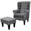 Grey Tartan Wingback Armchair