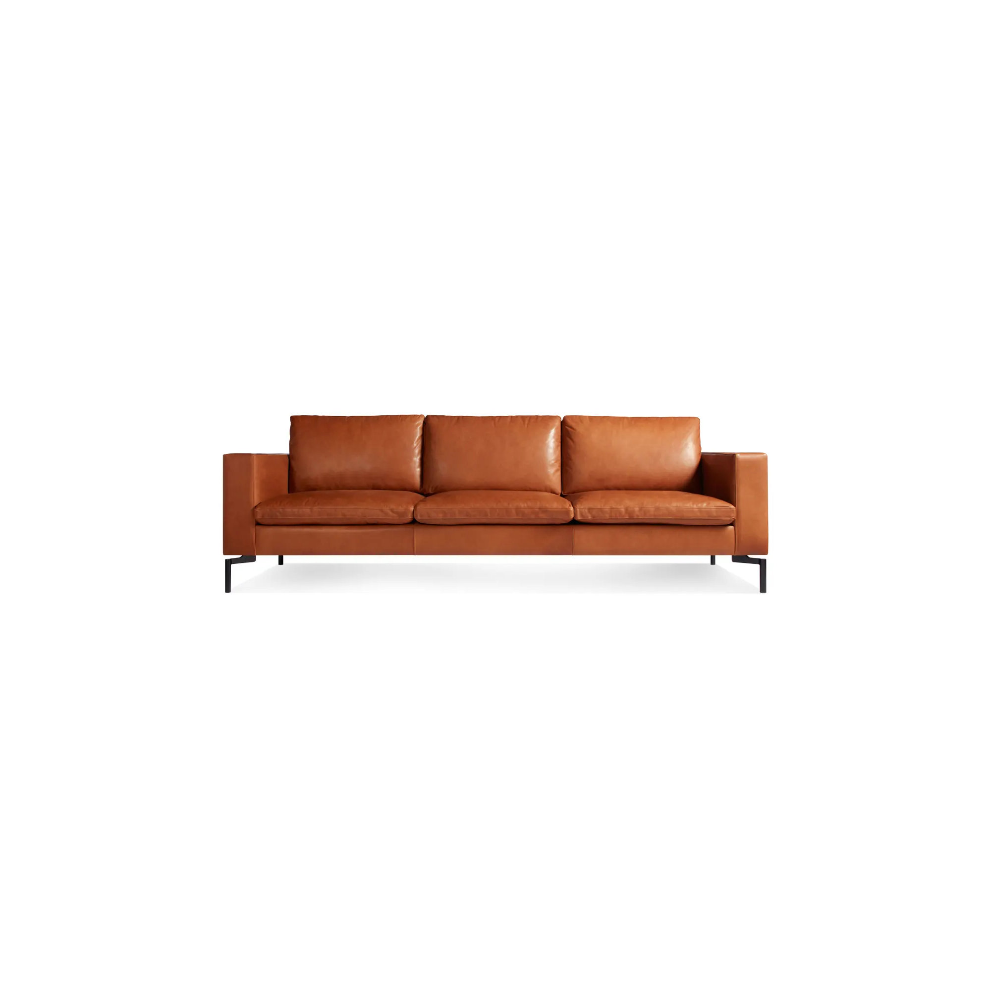 New Standard Upholstered Sofa, Toffee Genuine Leather, 32" H x 92" W x 35" D