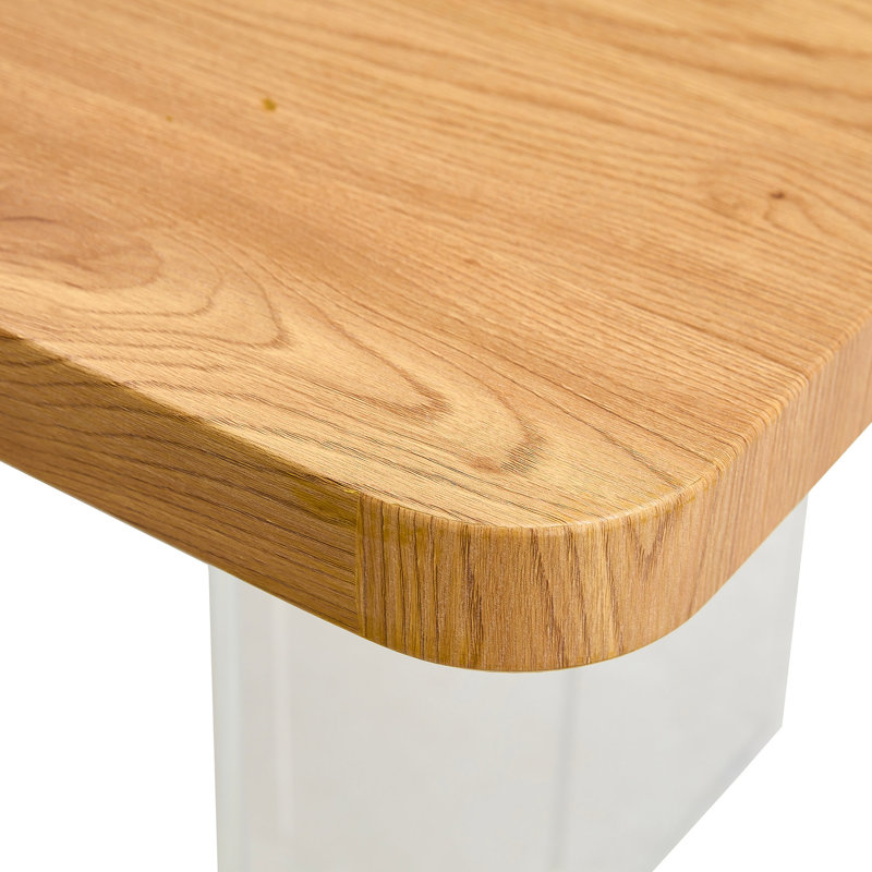 Modern Rectangular Wooden Table With Acrylic Leg Construction - Computer Desk & Dining For Multiple Environments Effortless Setup Legs Architecture And Different Settings Quick Install Method