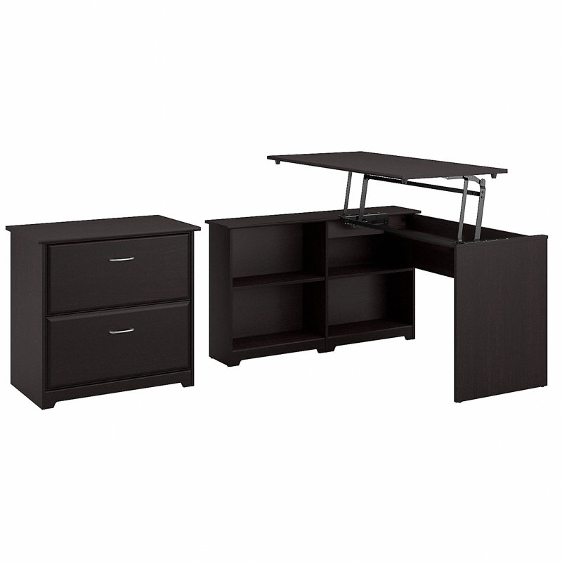 Ensemble de bureau et classeur Cabot, Chêne espresso