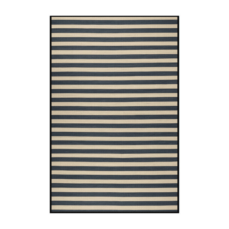 Tapis noir à rayures horizontales lavable à la machine, Rectangle 8 pi x 10 pi