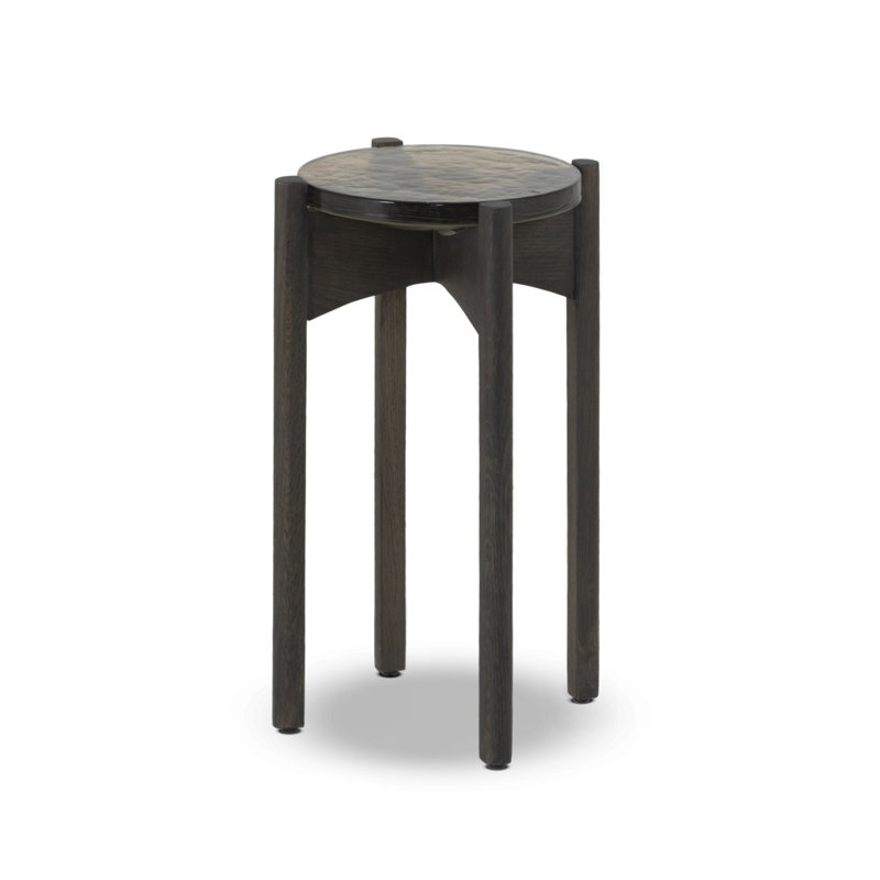 Relo Glass End Table, Olive, Gray Tobacco Oak