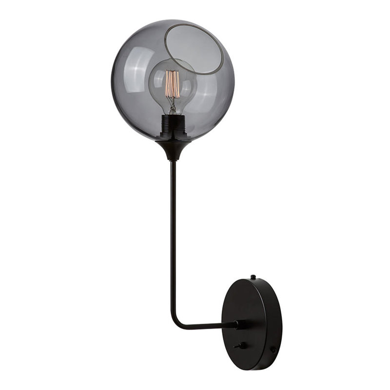 Armed Sconce, Black, Grey, 57cm H x 20cm W x 20cm D