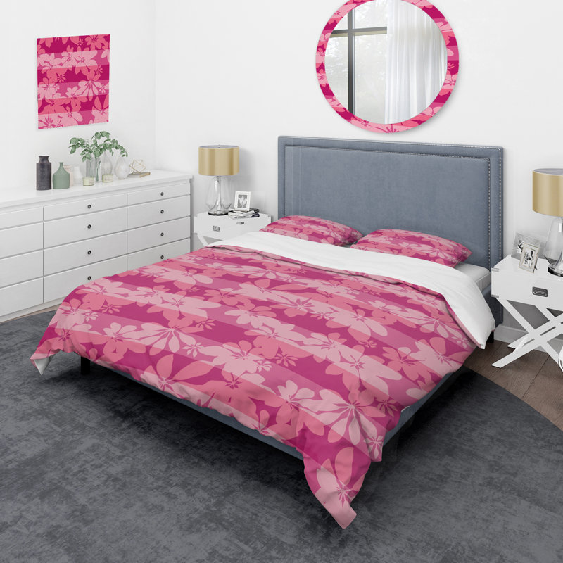 Pink Microfiber 3 Piece Duvet Cover Set, King Duvet Cover + 2 King Shams