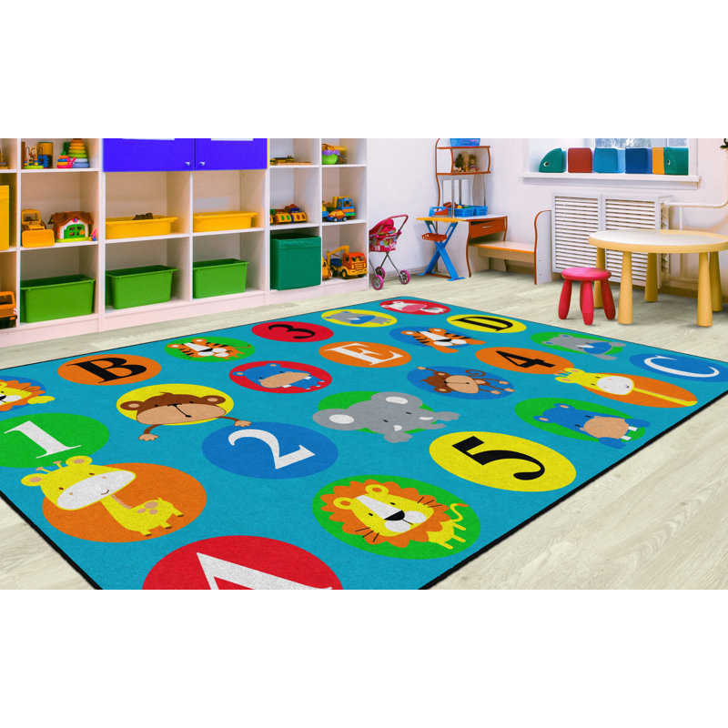 Tapis bleu/vert Brutus, Rectangle 7 pi 6 po x 12 pi