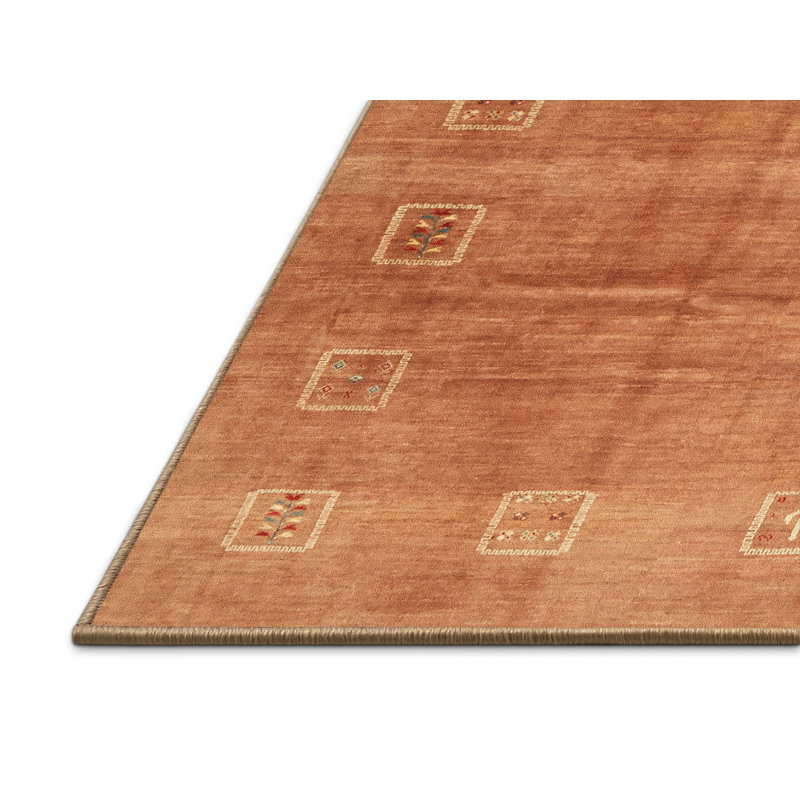 Tapis contemporain orange / jaune, Rectangle de 3 pi x 5 pi