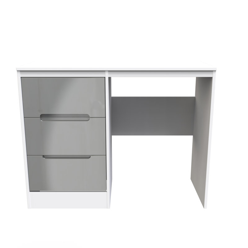 Fully Assembled Grety Dressing Table, Grey Gloss/White