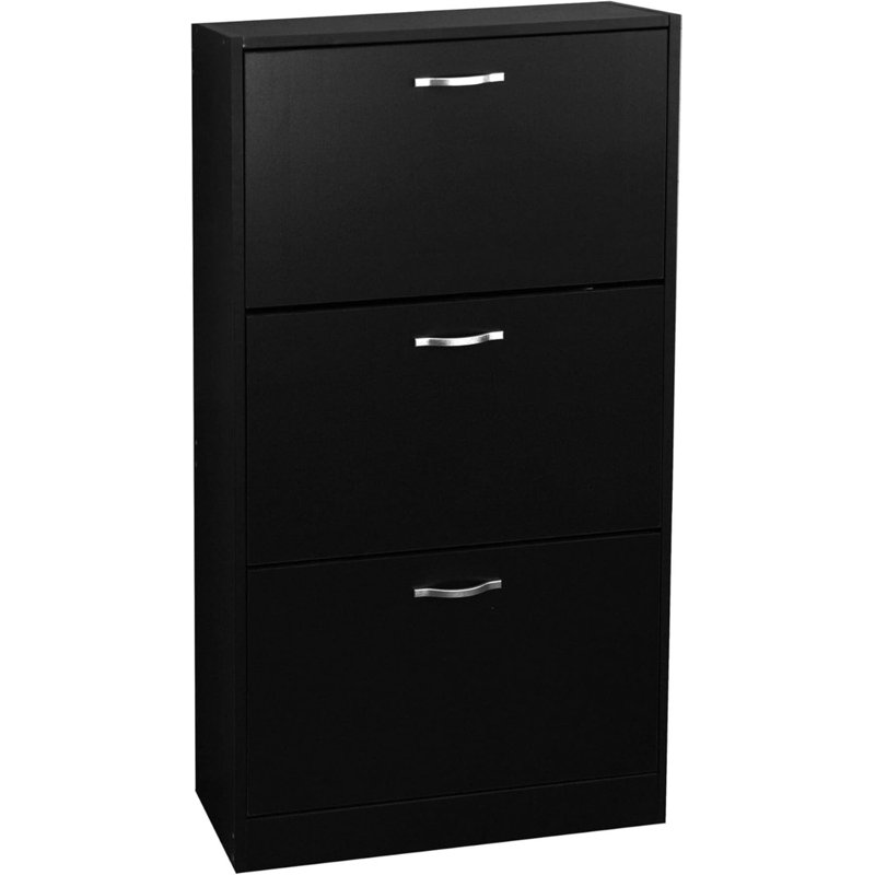 Hampton & Stewart 16 Pair Shoe Storage Cabinet, Black