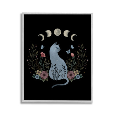 «Cat & Moon Phases», art de la giclée encadrée par Episodic Dessins