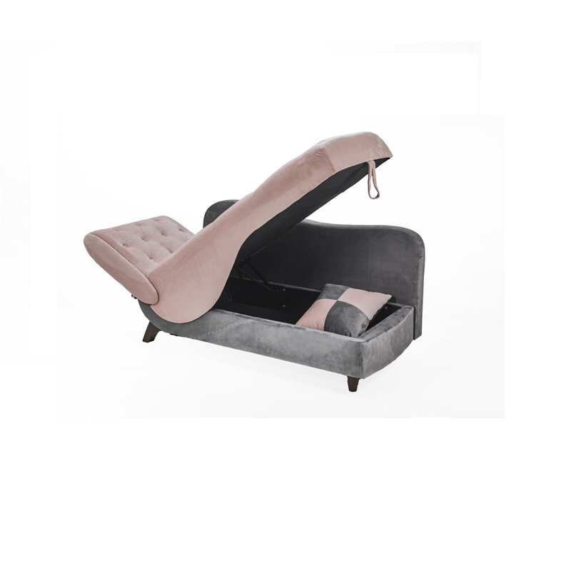 Chaise longue rembourrée en velours