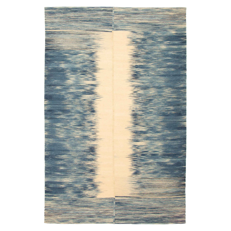 One Of A Kind Ankara Teal Kilim 5'2" x 8'0"Area Rug
