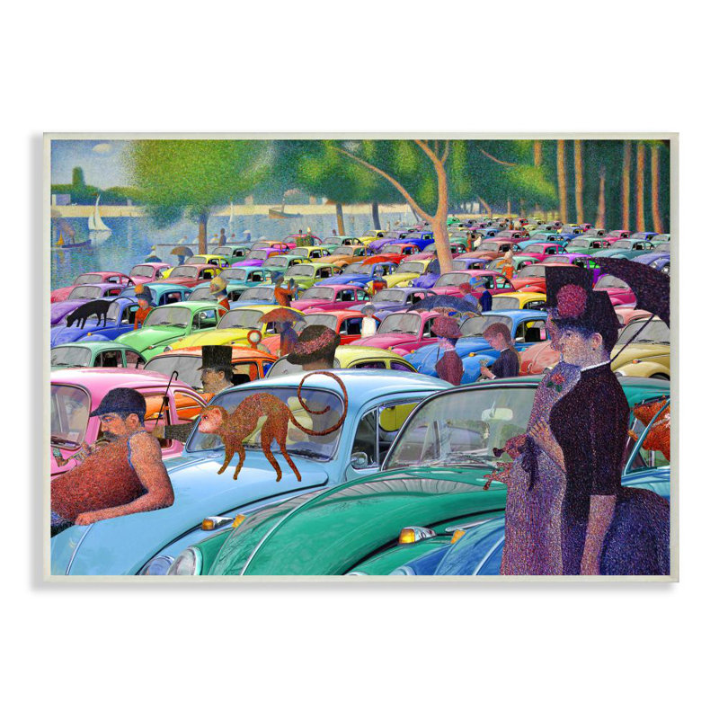 «Walk in the Car Park Traditional», peinture par Barry Kite - reproduction d'art, H 19 po x l 13 po x P 0,5 po, Plaque murale