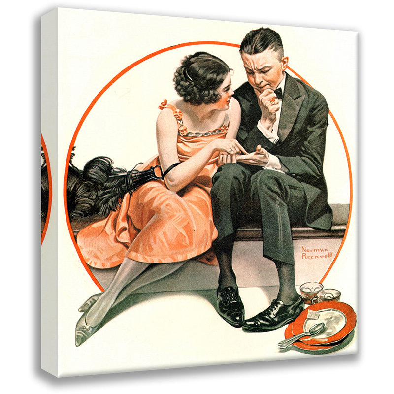 «A Night on the Town» par Norman Rockwell, toile tendue avec châssis, H 18 po x l 13 po