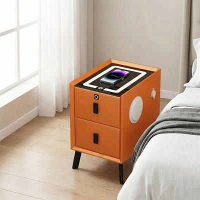 Table de chevet multifonctionnelle, orange