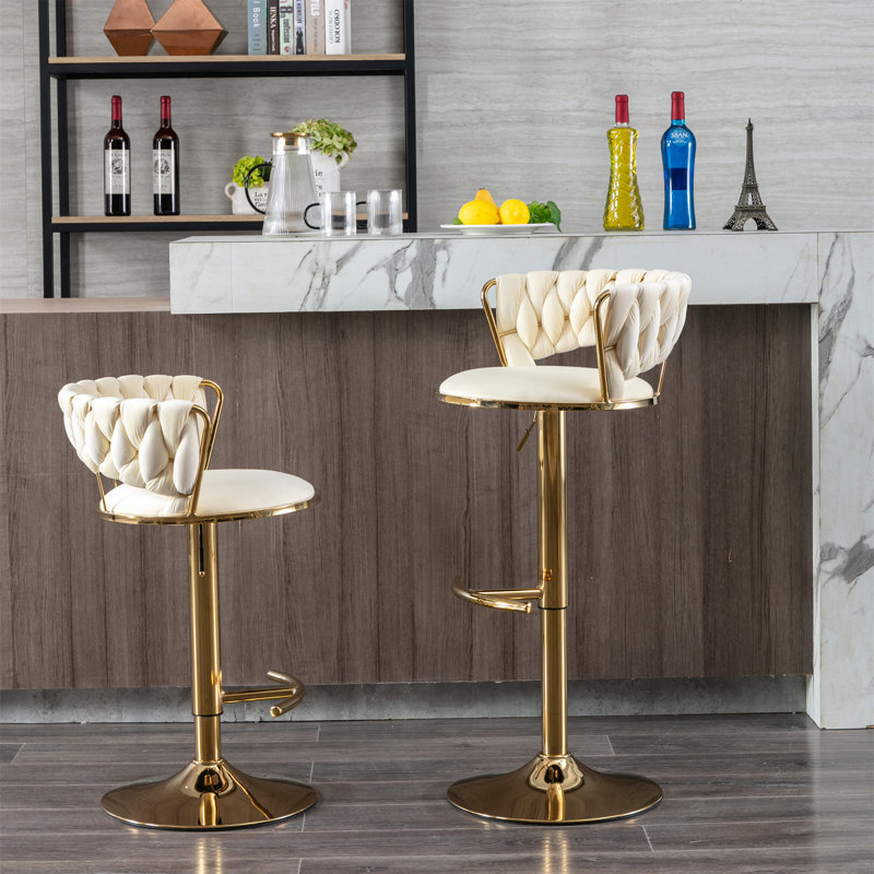 Ensemble de 2 tabourets de bar, Crème, crème