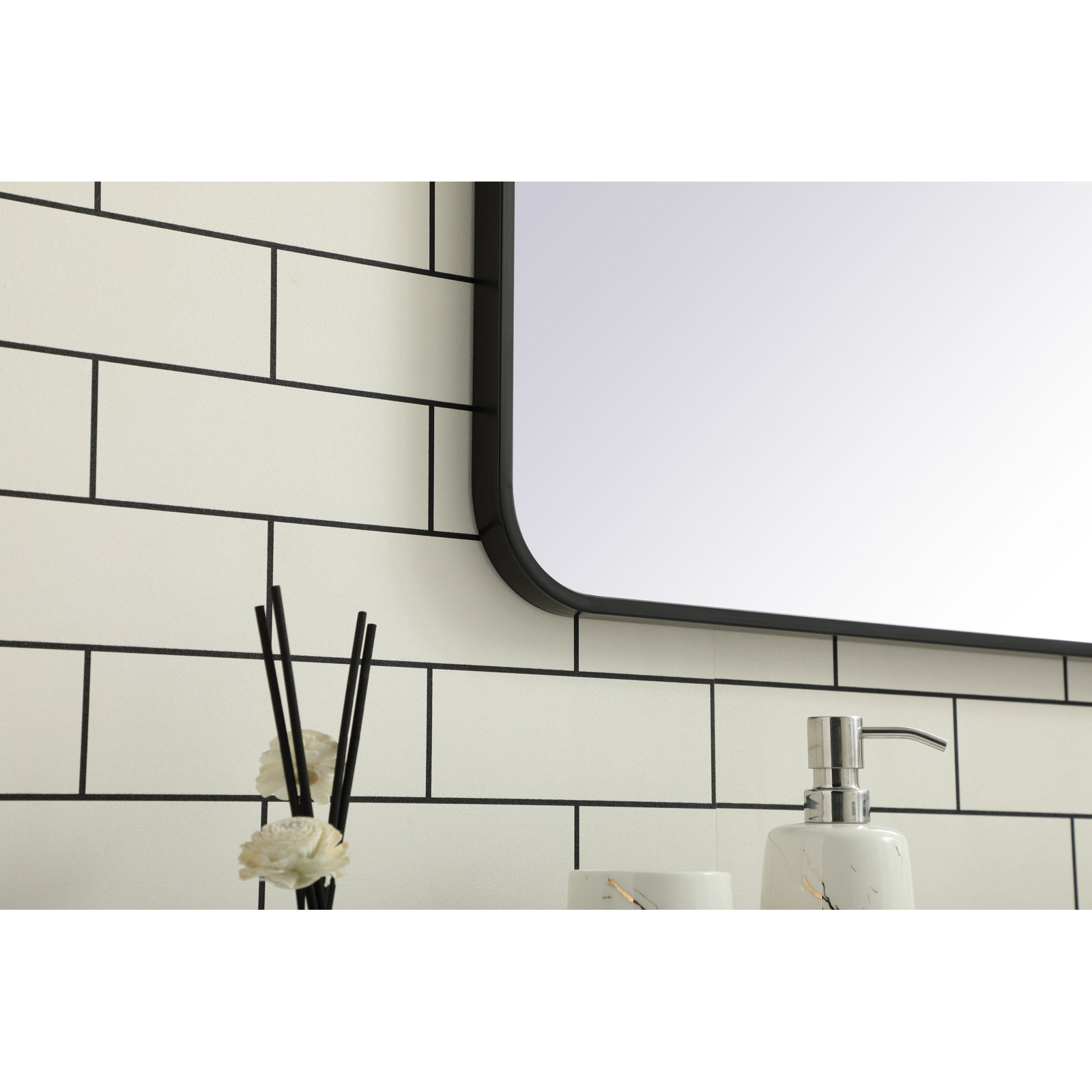 Sabine Metal Rounded Rectangle Wall Mirror, Black, 36" x 36"