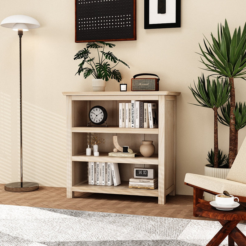 Bibliothèque en bois massif Arise-Sun, (3 tablettes) H 35,4 po x l 35,2 po x P 13,3 po, Espresso clair