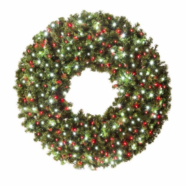 LED 60" Wreath with concave bulbs (Blue), White