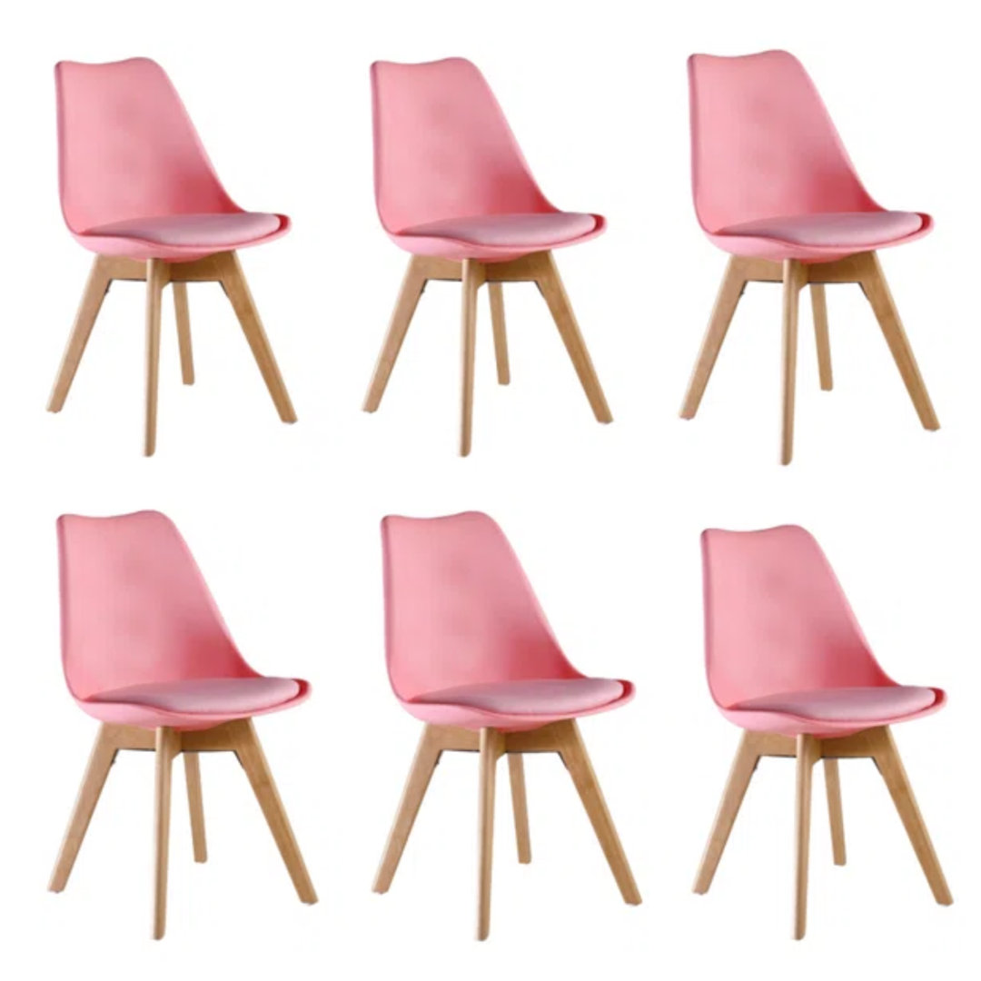 Carys Modern  Scandinavian Minimalist Dining Chairs with Faux Leather Cushions and Solid Wood Legs - Side Chair for Dining Room Kitchen Office