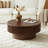 31.5" Walnut Fluted Drum Coffee Table with Storage for Small Spaces-117179474