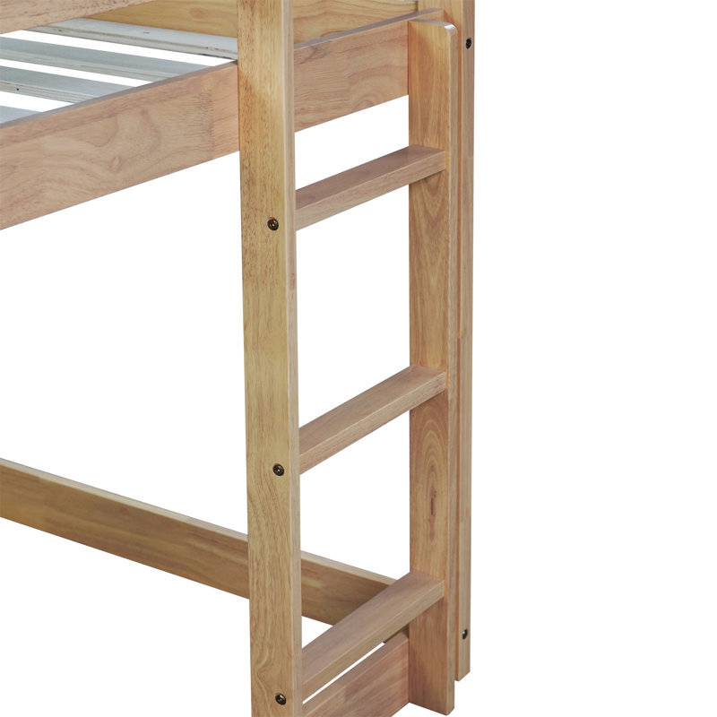 Rubber Wood Floor Bunk Bed, Oak