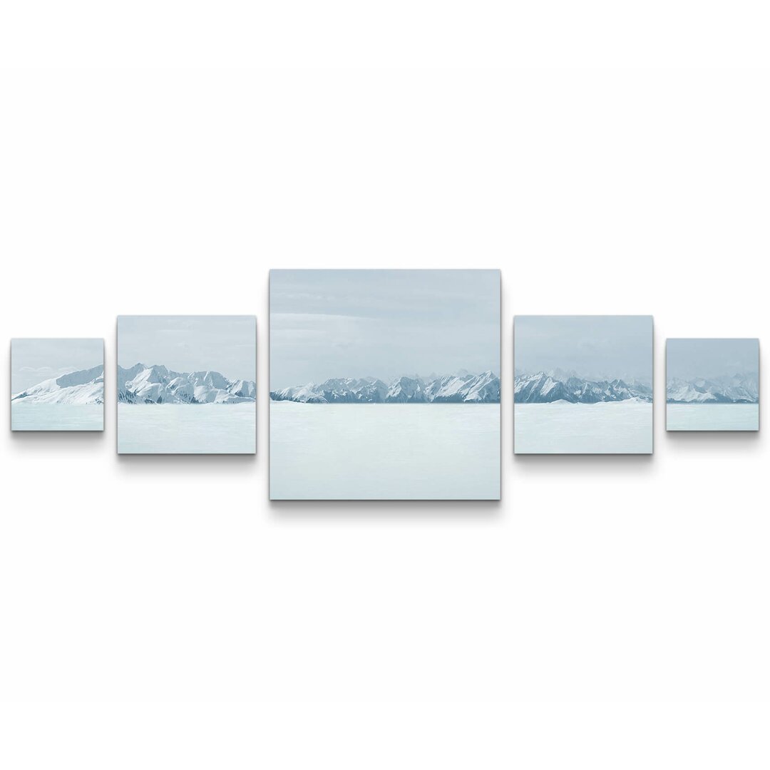 5-tlg. Leinwandbilder-Set Graue Winterlandschaft