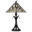 Lampe de table Eli Tiffany, feuille peinte à la main et abat-jour en bronze