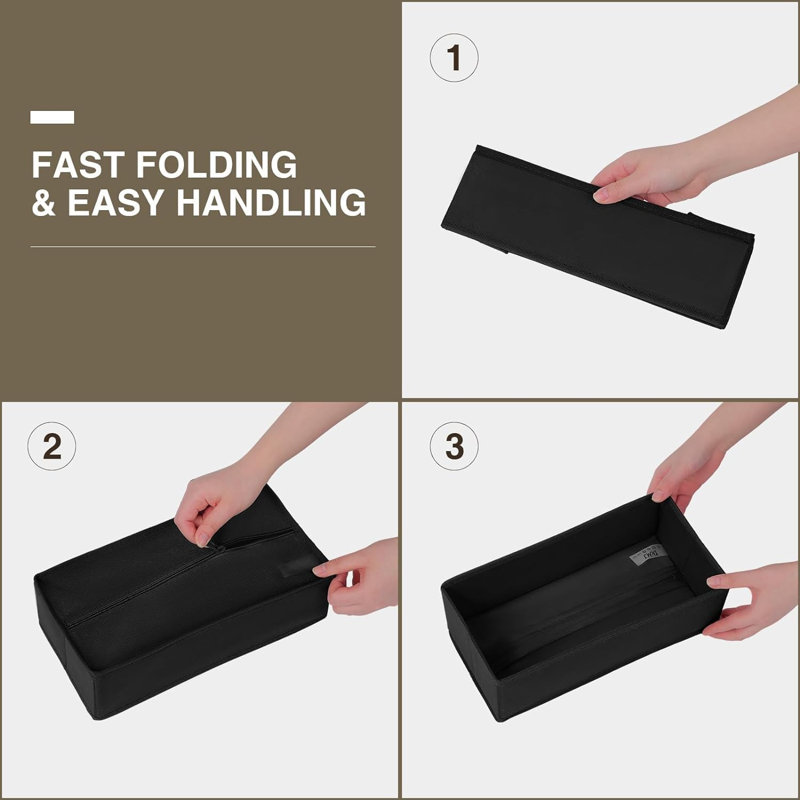 8-Pack Fabric Foldable Drawer Organizers For Clothes, Underwear, Socks - Blended, Black