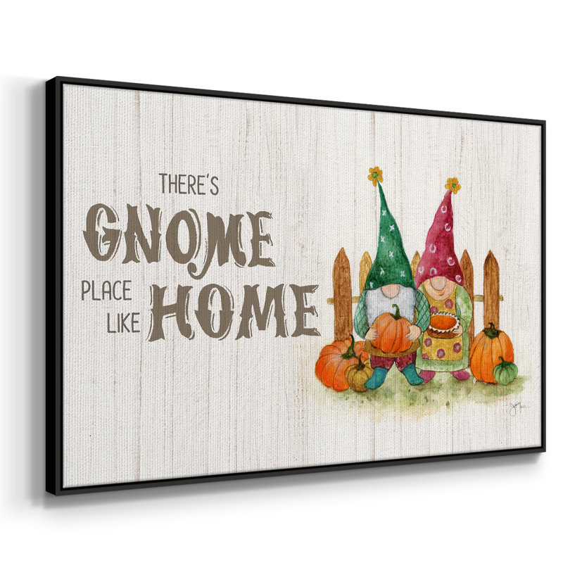 «Gnome Place Like Home», toile tendue avec châssis, Toile avec cadre flottant noir, H 25 po x l 37 po x P 2 po