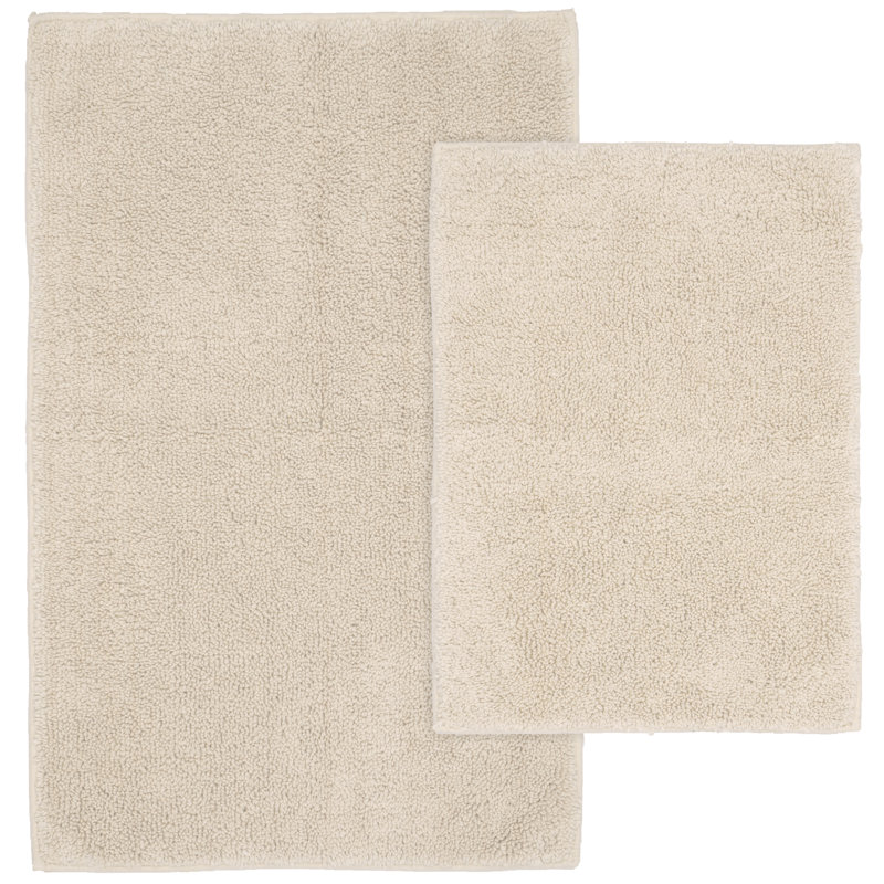 Ensemble de tapis de bain en coton 2 pièces avec envers antidérapant Roanoke, Naturel