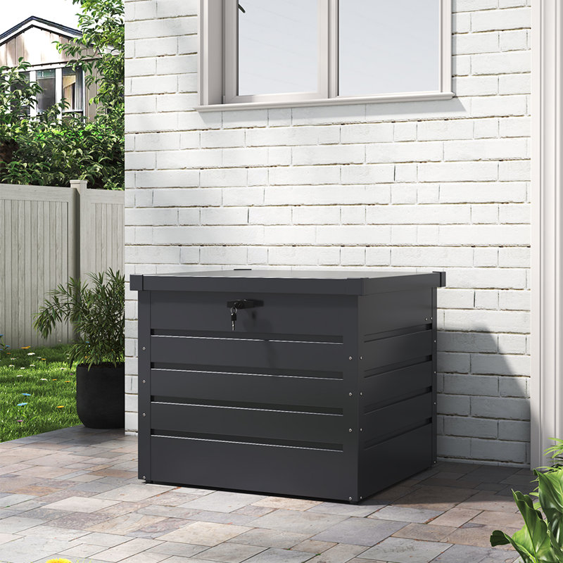 Garden Sanctuary 62cm W 200L Metal Lockable Deck Box in Black