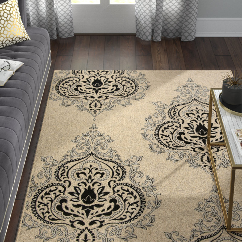 Davonia Performance Oriental Indoor/Outdoor Area Rug, Rectangle 4' x 5'7"