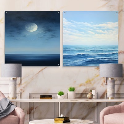 Magical Forest Moons Melody I - Minimalisme, ensemble d'art mural en acrylique sur verre