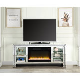 TV Stand w/Fireplace & LED, Mirrored & Faux Diamonds