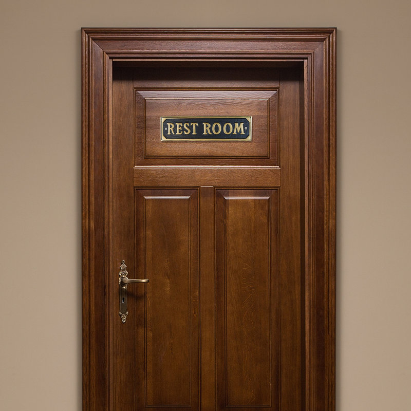 Brass Rest Room Door Sign Metal Business Bar Restroom Wall Plaque Bathroom Decor
