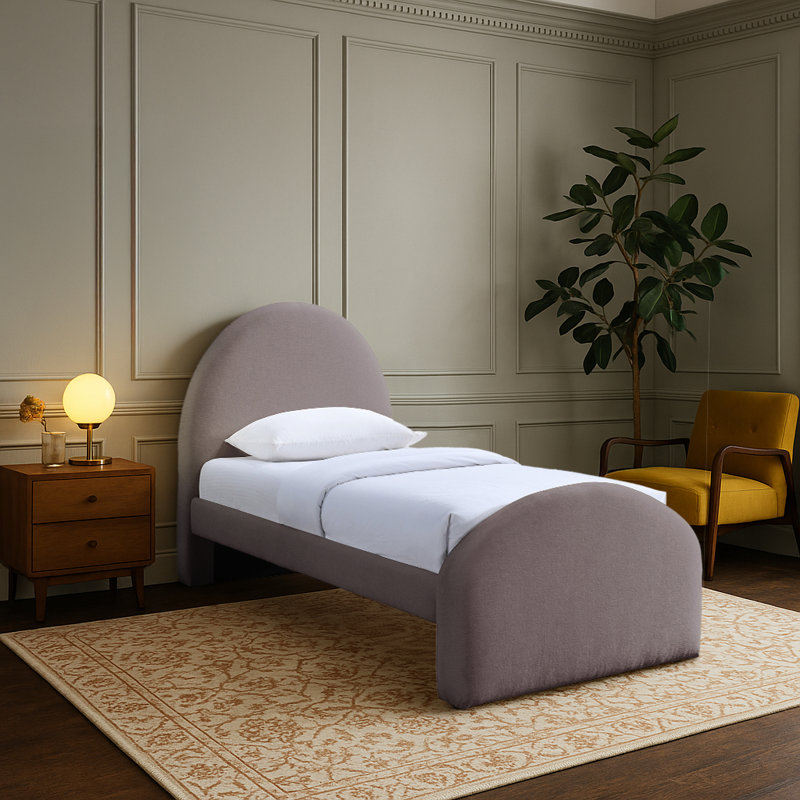 Chiu Chenille Fabric Upholstered Bed, Purple Chenille Fabric