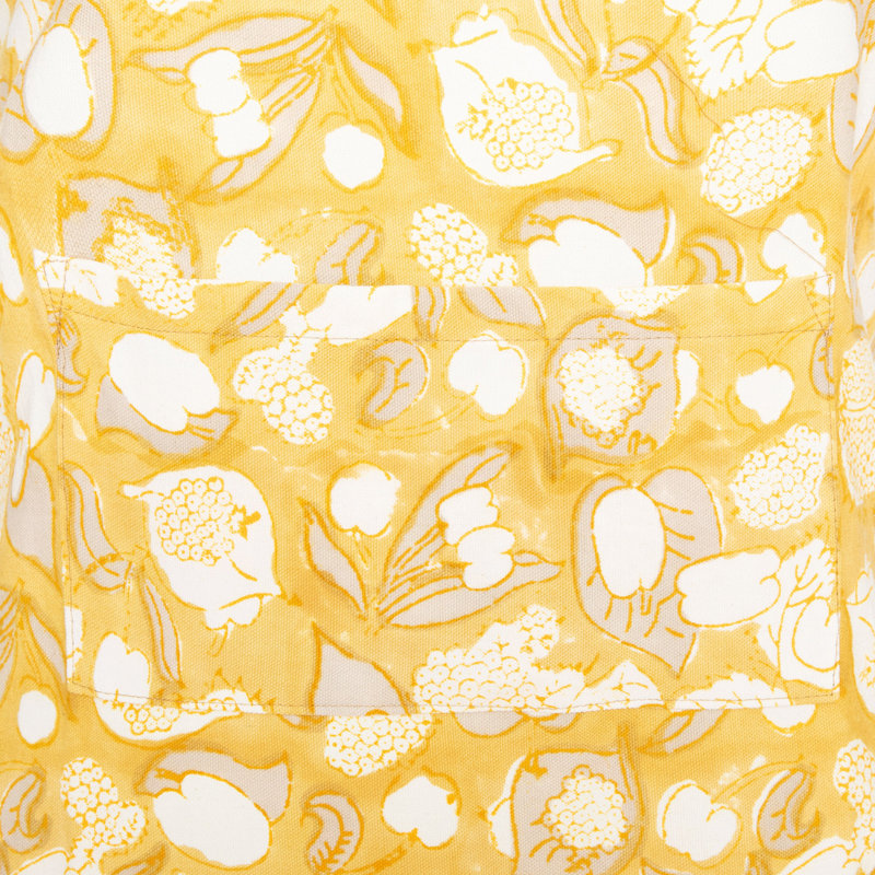 Bryssa Floral Cotton Bib Apron, Mustard/Gray/White