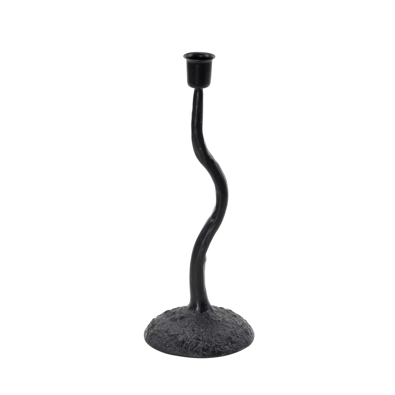 Cole and Grey Metal Black Decorative Candle Holder with Round Base