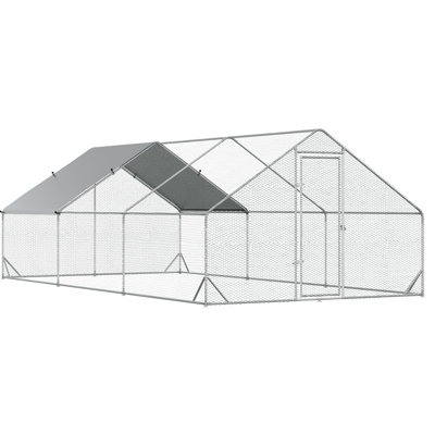 Poulailler en métal et imperméable, conception sans rendez-vous, 12 à 18 poulets, grand coffre-fort de 19,7 pi x 9,8 pi x 6,6 pi, couverture de 9,8 pi x 19,7 pi x 6,6 pi